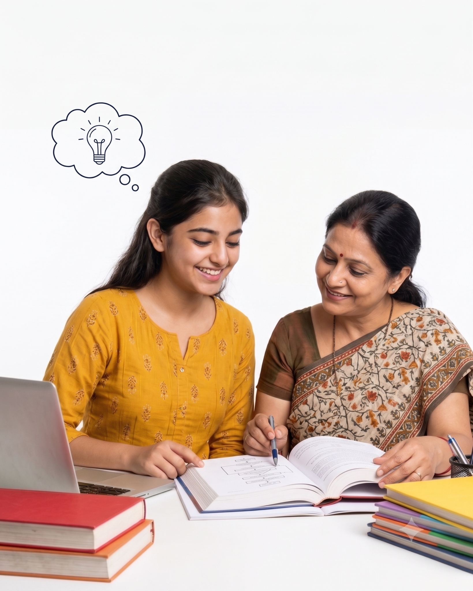 Student reviewing a clear study plan with a mentor